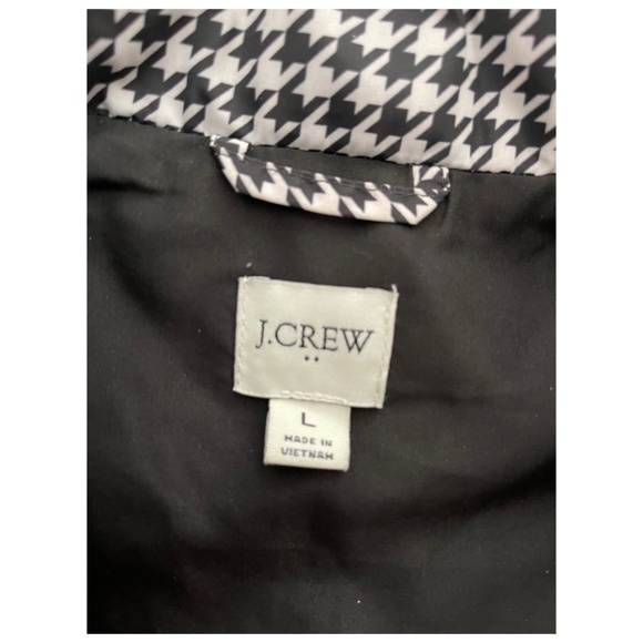 J Crew Houndstooth puffer vest women’s with snap pockets Black/White size L - Picture 8 of 8